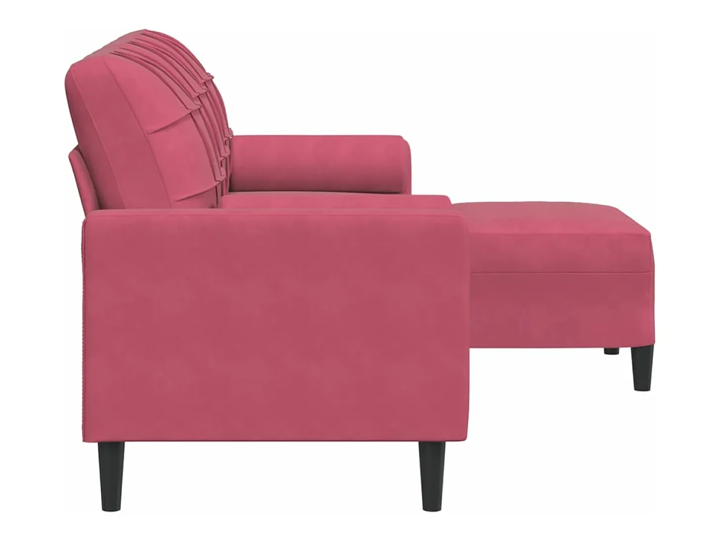 Sofá de 3 plazas con taburete de terciopelo rojo tinto 180 cm