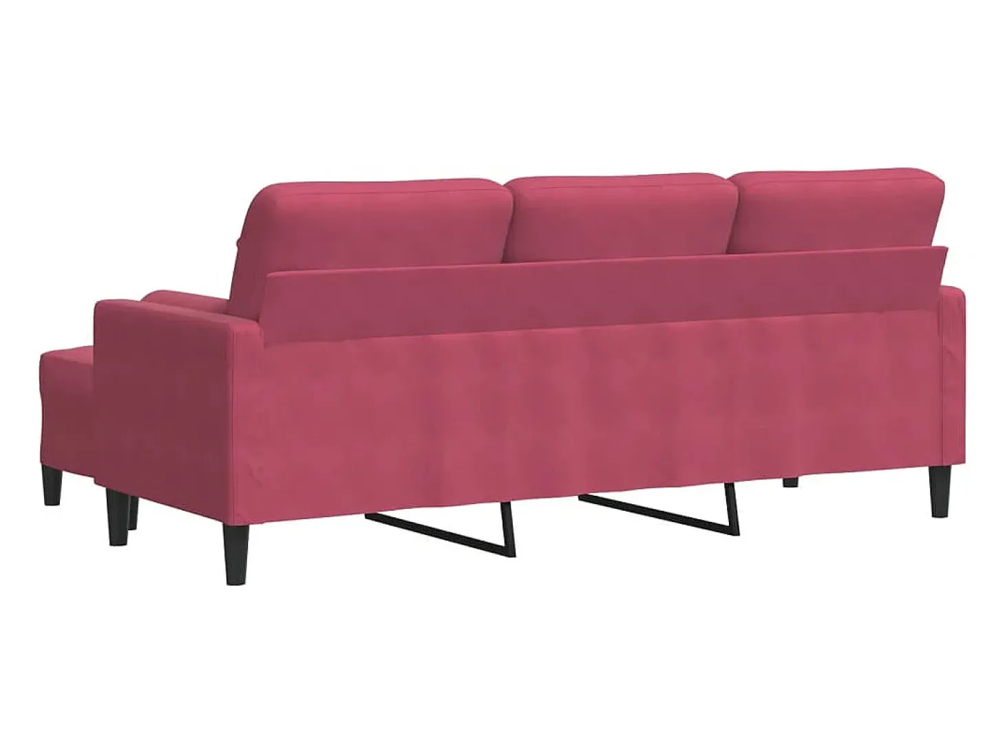 Sofá de 3 plazas con taburete de terciopelo rojo tinto 180 cm