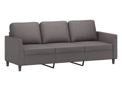 Sofá de 3 plazas con taburete cuero sintético gris 180 cm
