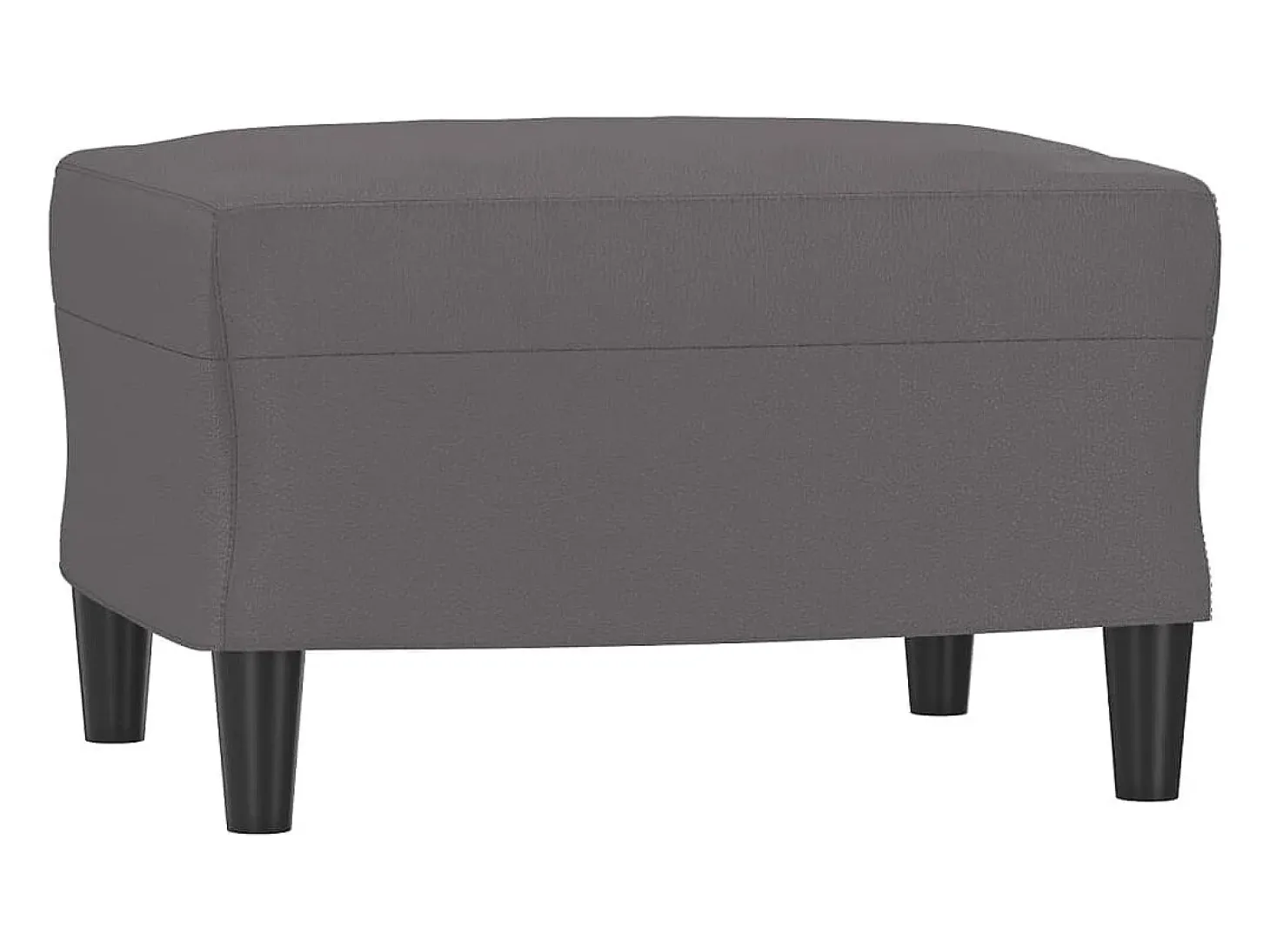 Sofá de 3 plazas con taburete cuero sintético gris 180 cm