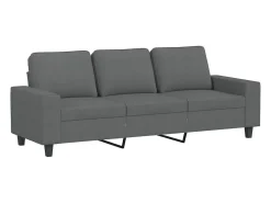 Sofá de 3 plazas con taburete de tela gris oscuro 180 cm