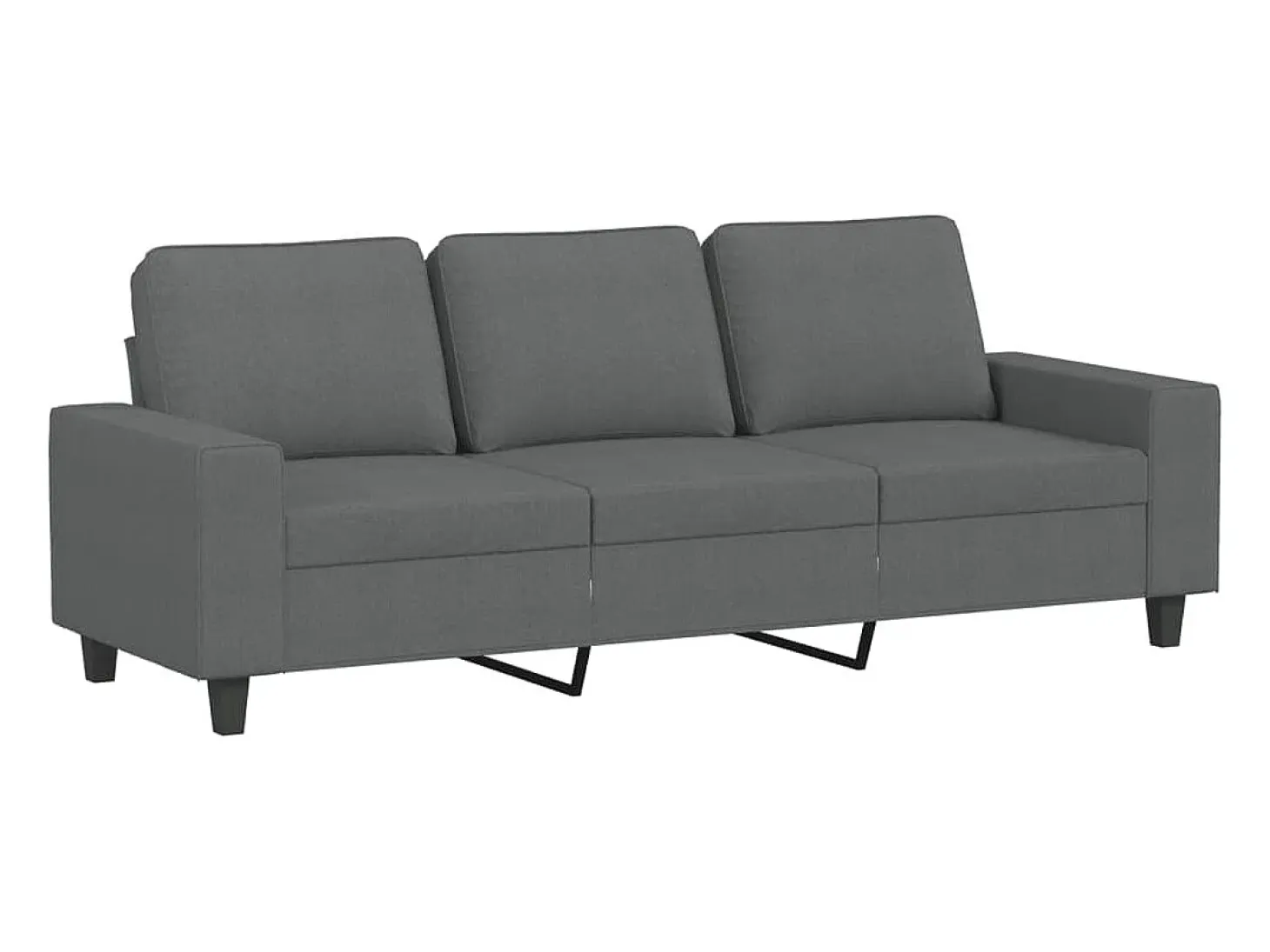 Sofá de 3 plazas con taburete de tela gris oscuro 180 cm