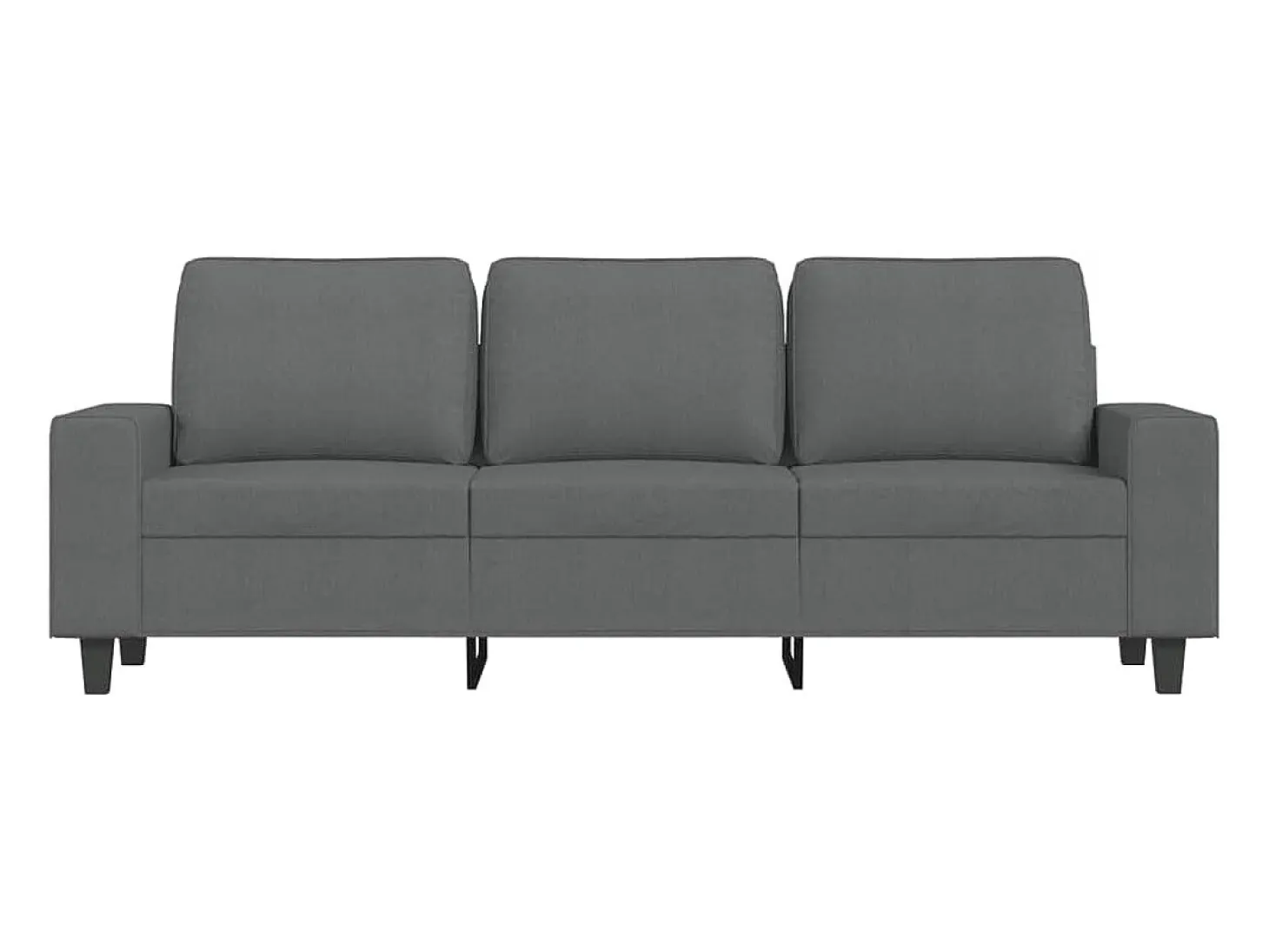 Sofá de 3 plazas con taburete de tela gris oscuro 180 cm