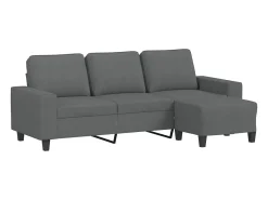 Sofá de 3 plazas con taburete de tela gris oscuro 180 cm