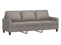 Sofá de 3 plazas con taburete de tela gris taupe 180 cm