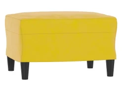 Sofá de 3 plazas con taburete terciopelo amarillo 180 cm