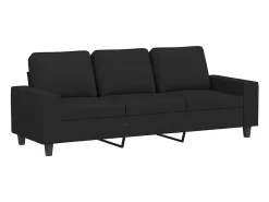 Sofá de 3 plazas con taburete de tela negro 180 cm
