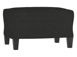 Sofá de 3 plazas con taburete de tela negro 180 cm