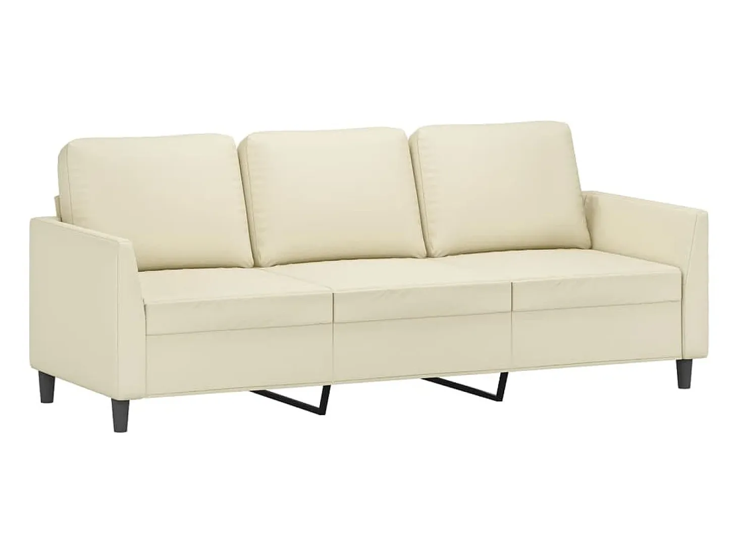 Sofá de 3 plazas con taburete cuero sintético crema 180 cm