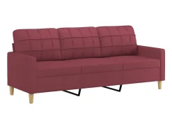 Sofá de 3 plazas con taburete de tela rojo tinto 180 cm