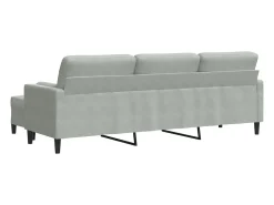 Sofá de 3 plazas con taburete de terciopelo gris claro 210 cm