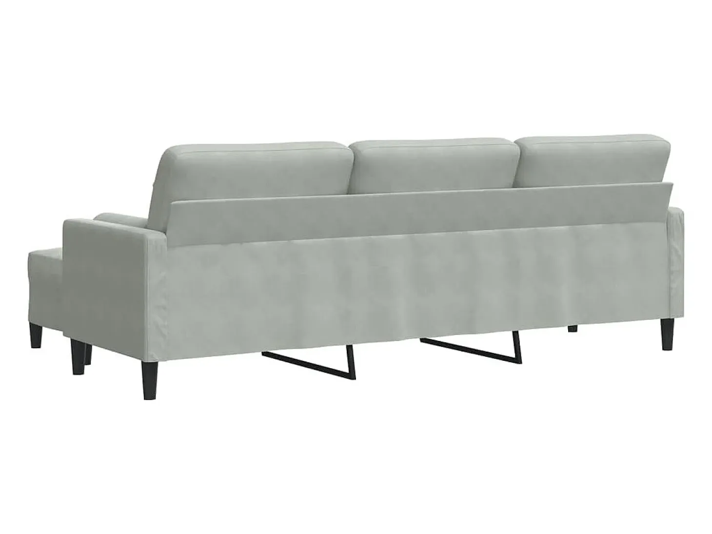 Sofá de 3 plazas con taburete de terciopelo gris claro 210 cm