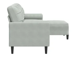 Sofá de 3 plazas con taburete de terciopelo gris claro 210 cm