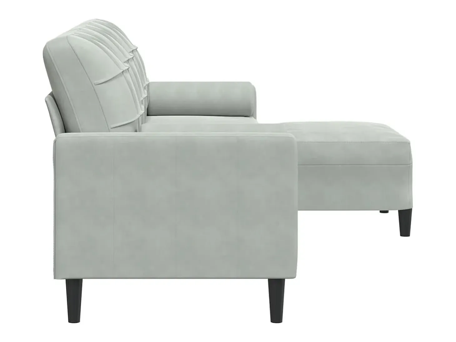 Sofá de 3 plazas con taburete de terciopelo gris claro 210 cm