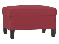 Sofá de 3 plazas con taburete cuero sintético rojo tinto 180 cm