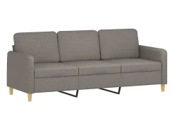 Sofá de 3 plazas con taburete de tela gris taupe 180 cm