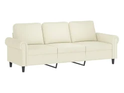 Sofá de 3 plazas con taburete de terciopelo crema 180 cm