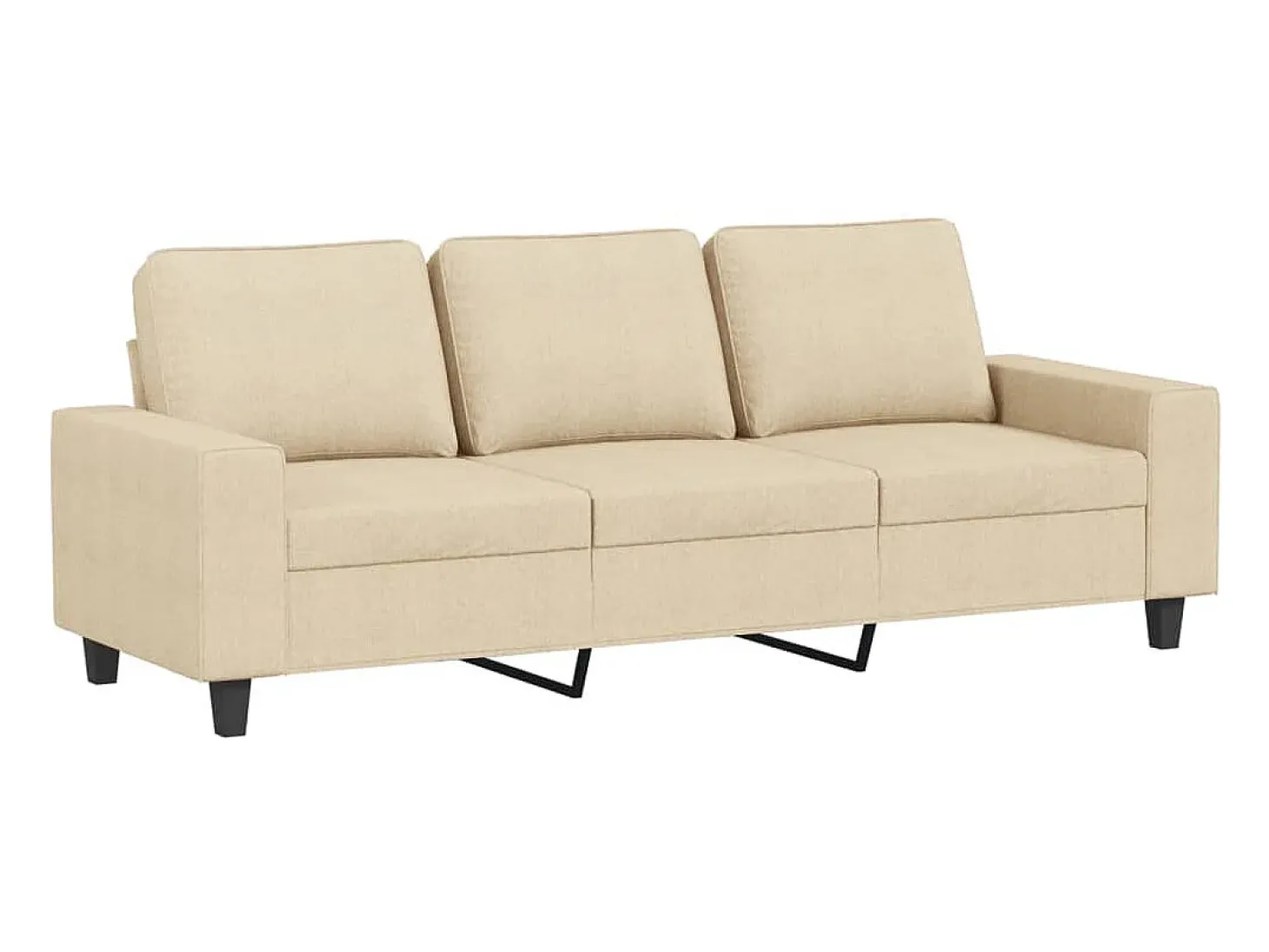 Sofá de 3 plazas con taburete de tela crema 180 cm