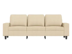 Sofá de 3 plazas con taburete de tela crema 180 cm