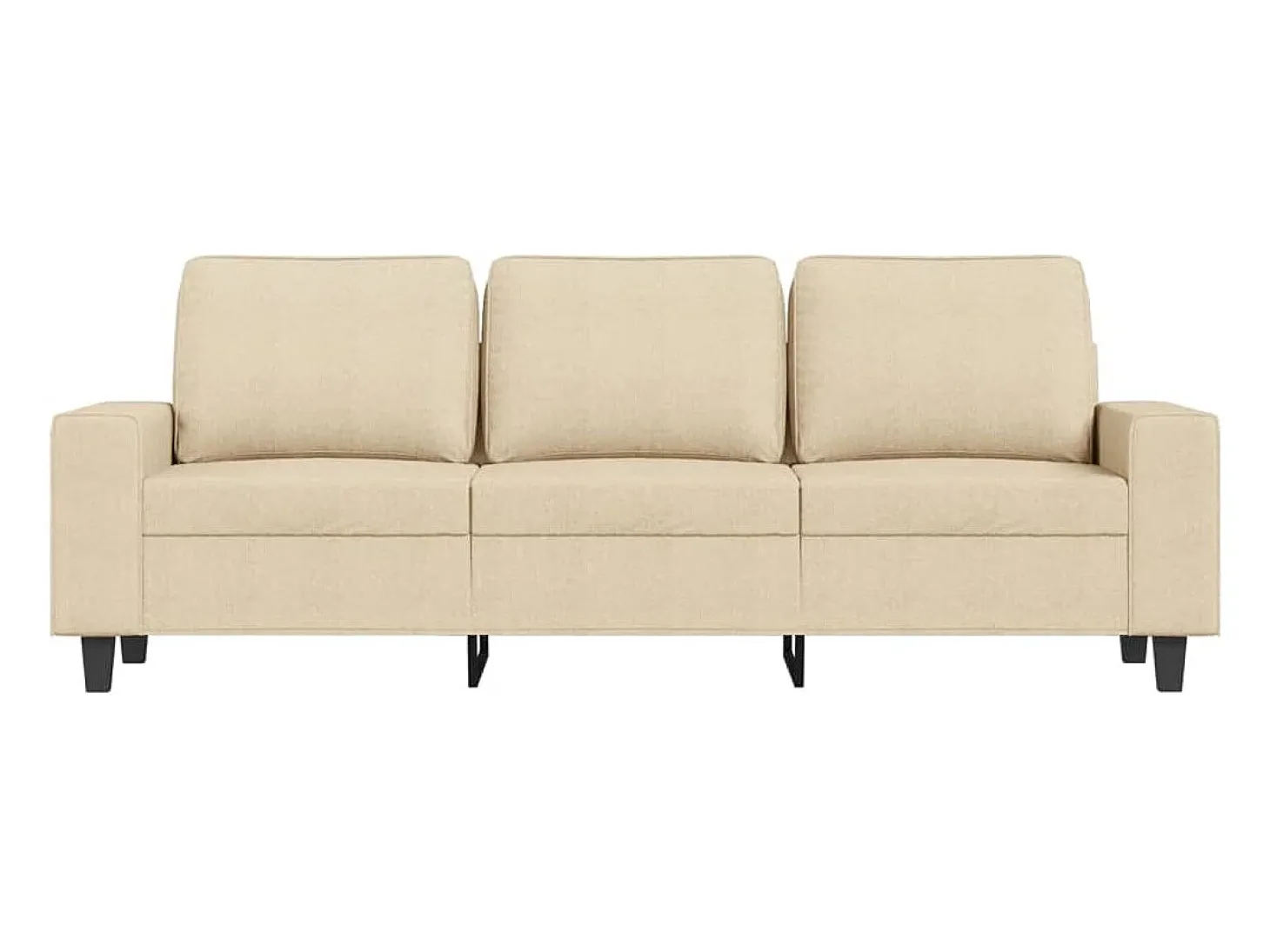 Sofá de 3 plazas con taburete de tela crema 180 cm