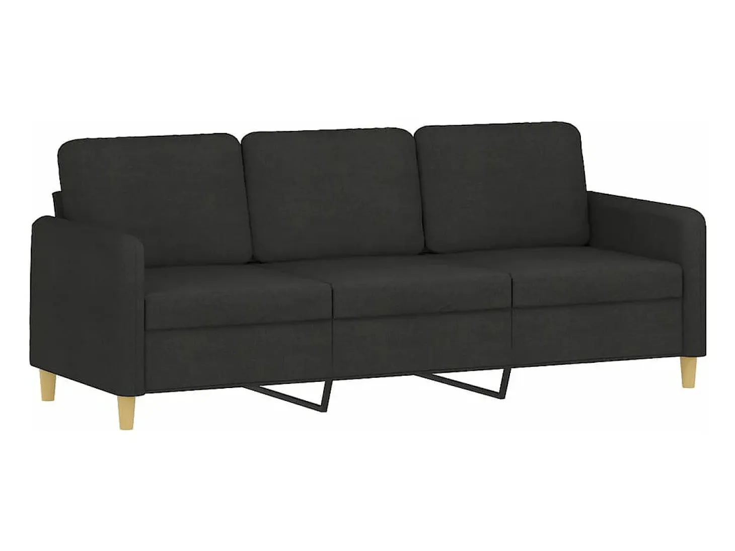 Sofá de 3 plazas con taburete de tela negro 180 cm