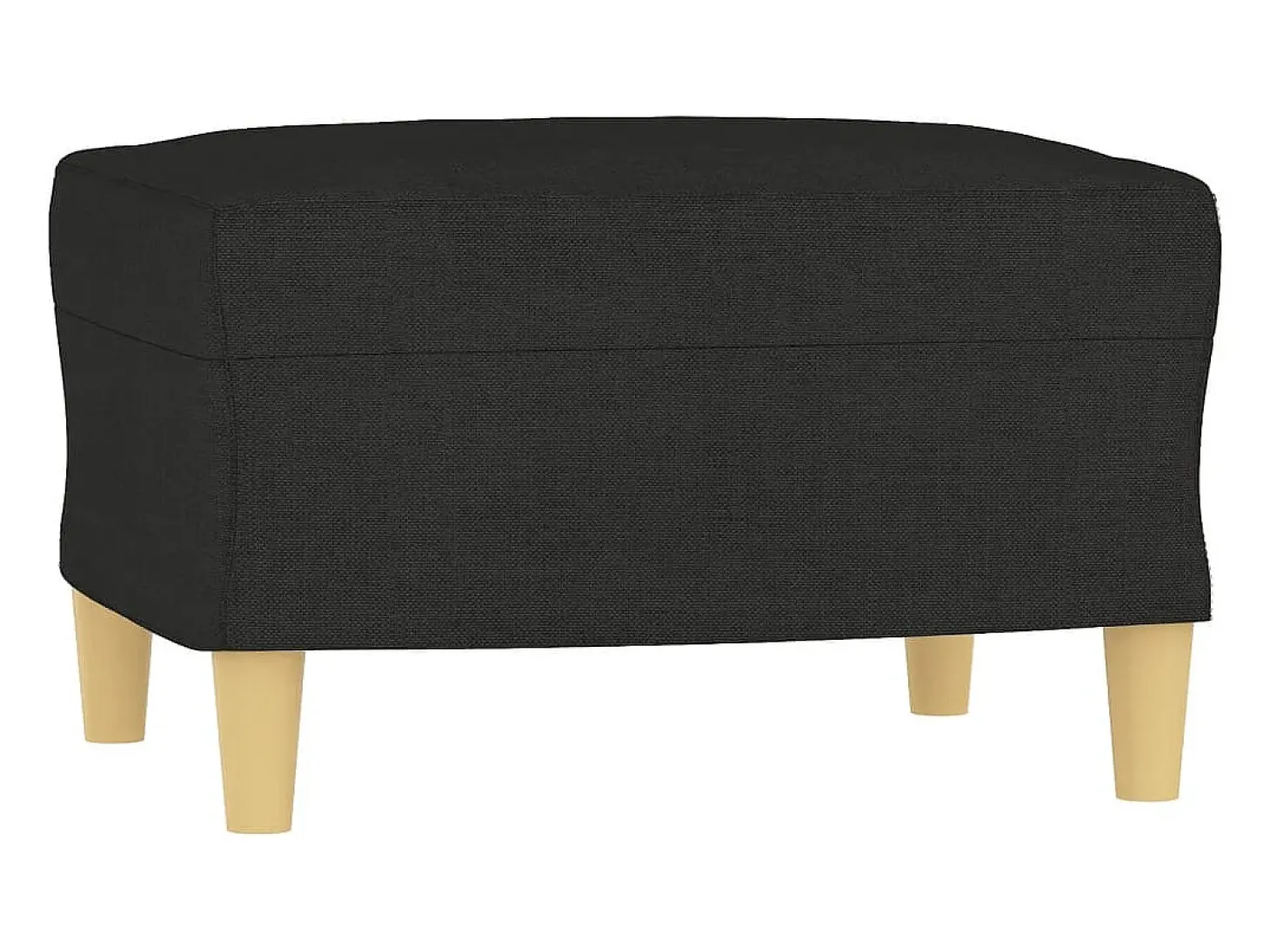 Sofá de 3 plazas con taburete de tela negro 180 cm
