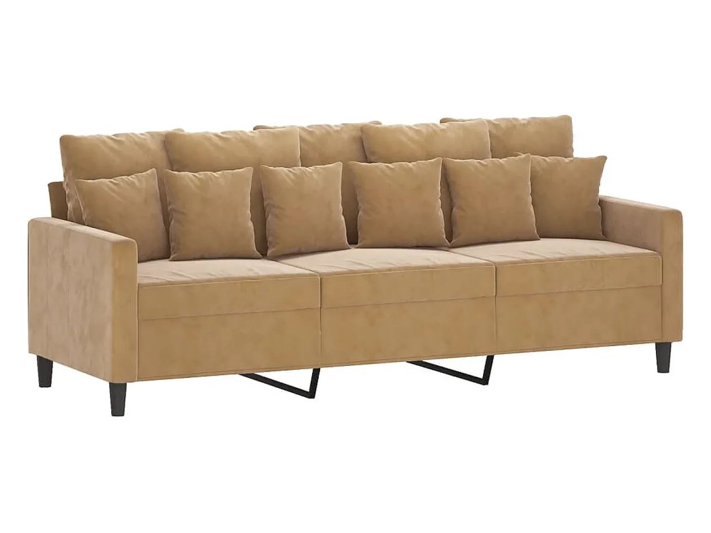 Sofá de 3 plazas con taburete de terciopelo marrón 180 cm