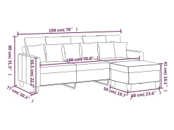 Sofá de 3 plazas con taburete de tela gris taupe 180 cm