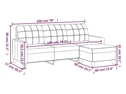 Sofá de 3 plazas con taburete cuero sintético crema 180 cm