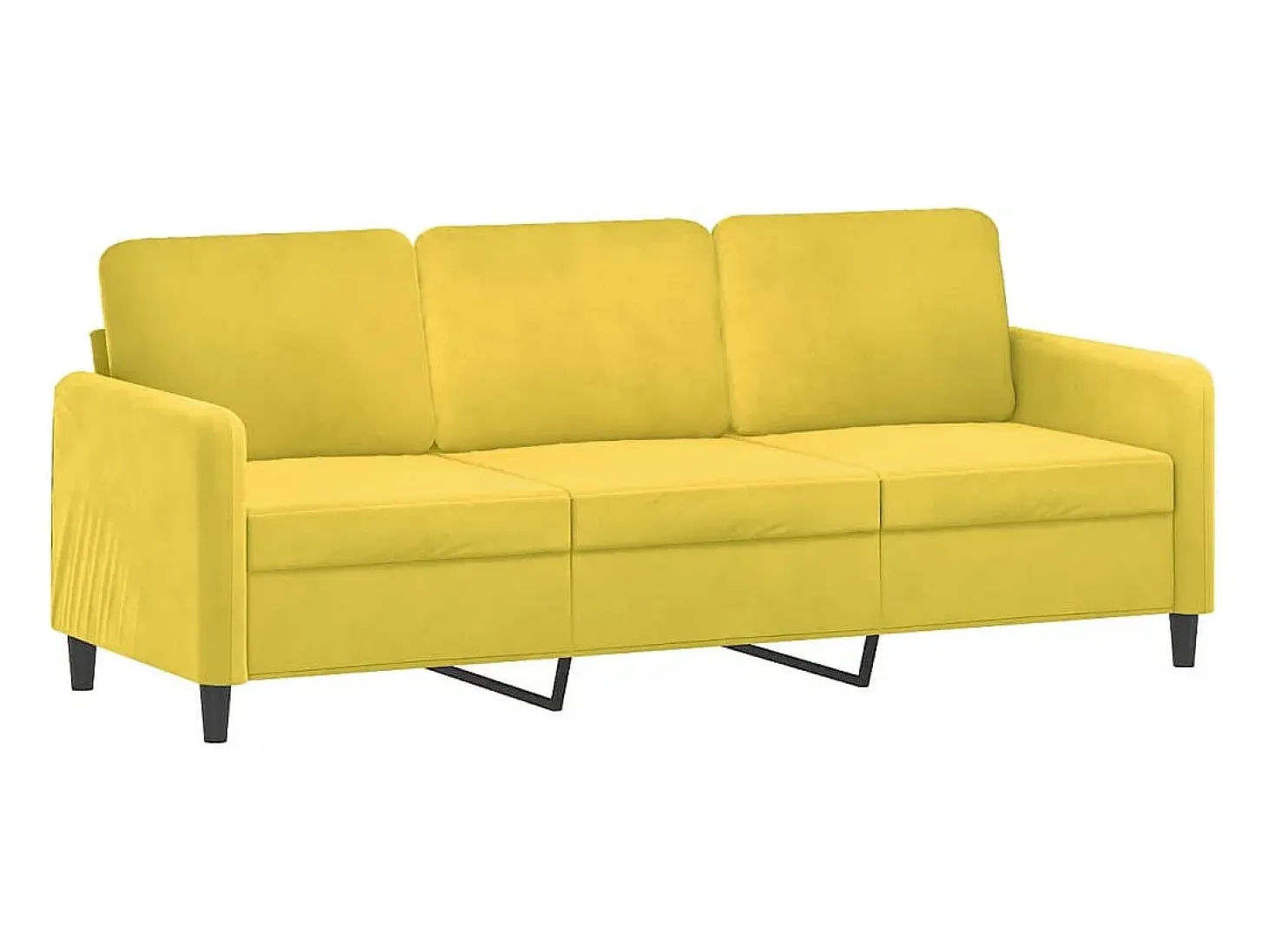 Sofá de 3 plazas con taburete terciopelo amarillo 180 cm