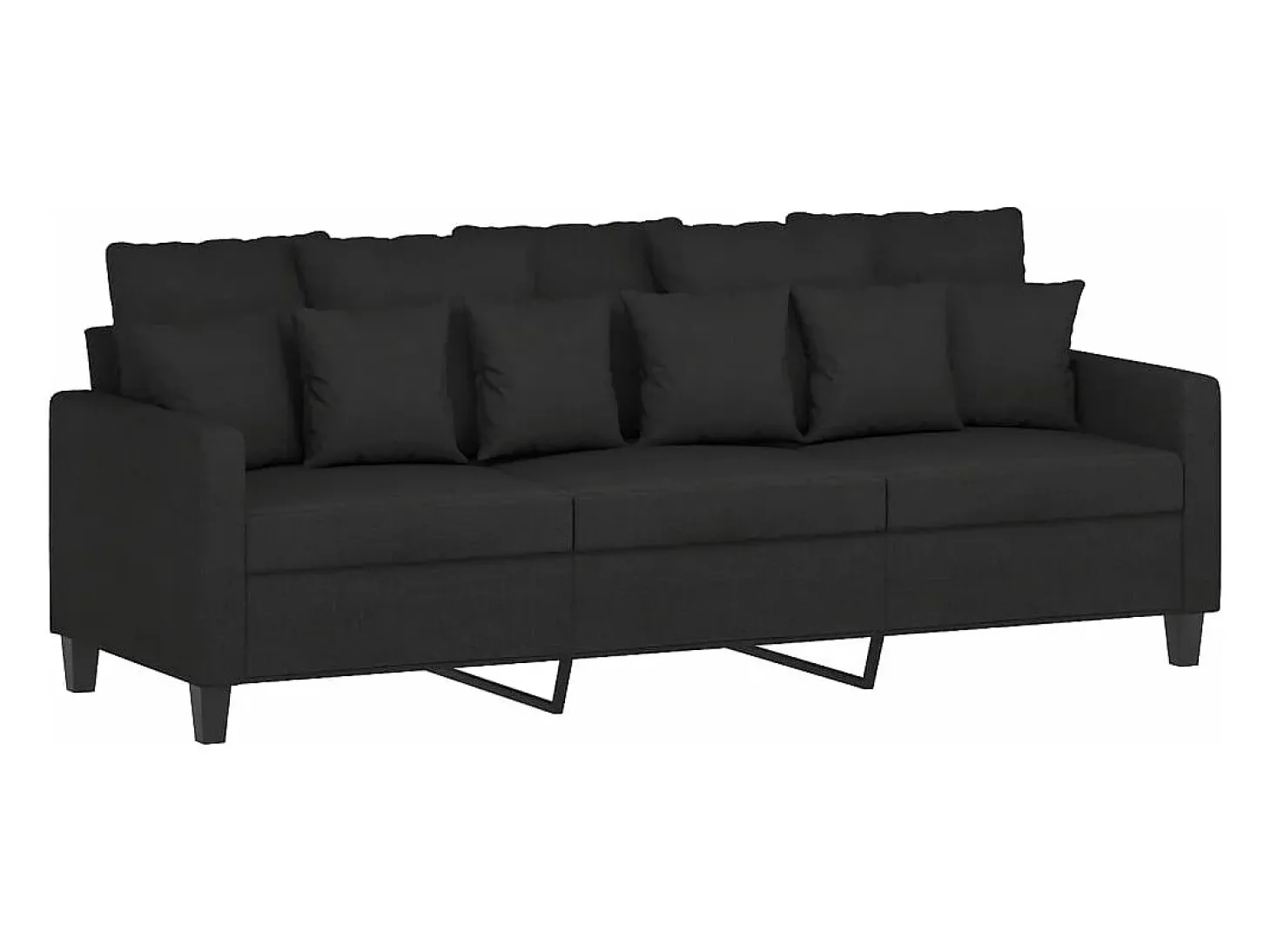 Sofá de 3 plazas con taburete de tela negro 180 cm