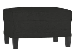 Sofá de 3 plazas con taburete de tela negro 180 cm