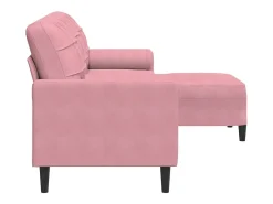 Sofá de 3 plazas con taburete de terciopelo rosa 210 cm