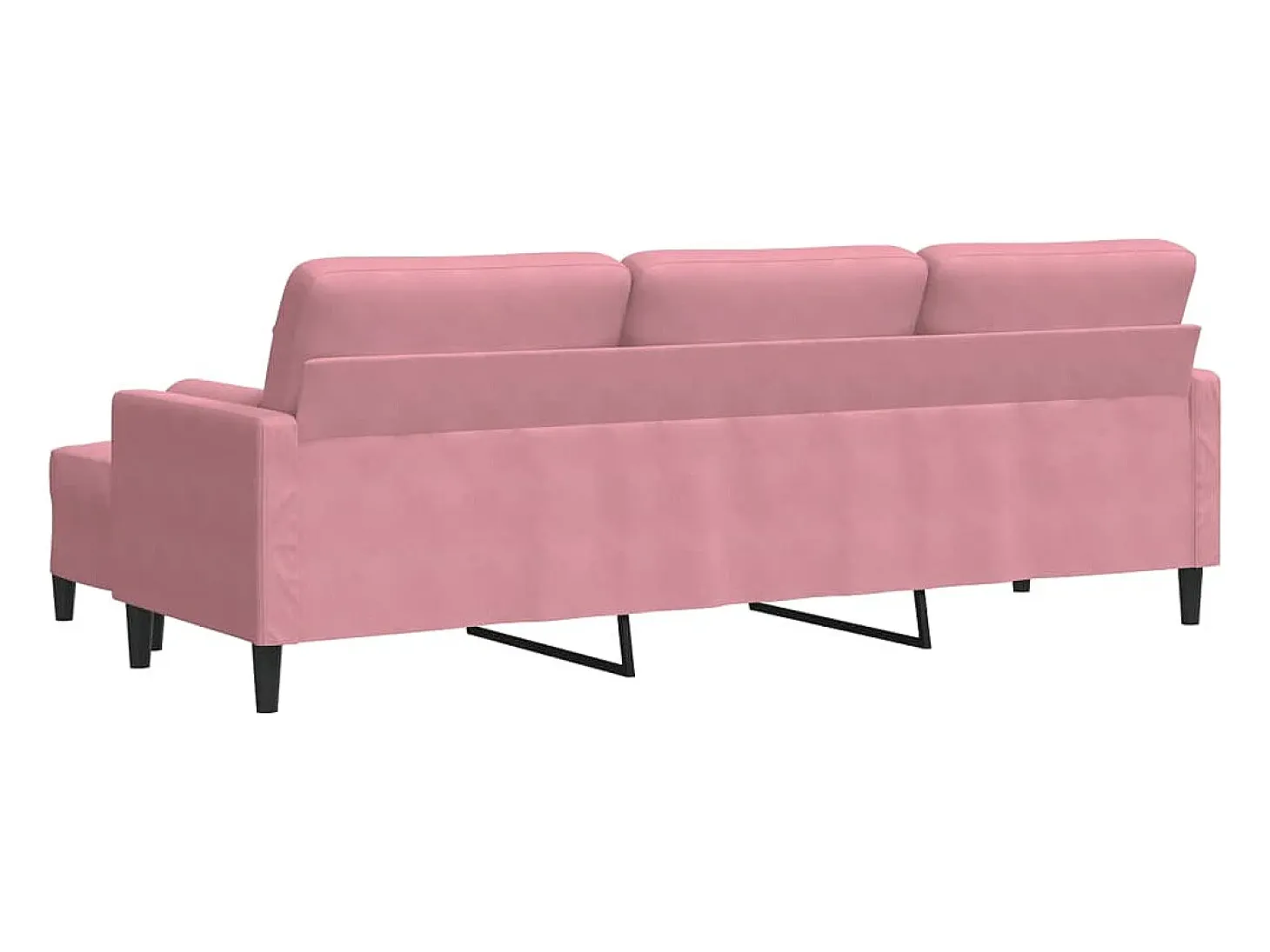 Sofá de 3 plazas con taburete de terciopelo rosa 210 cm