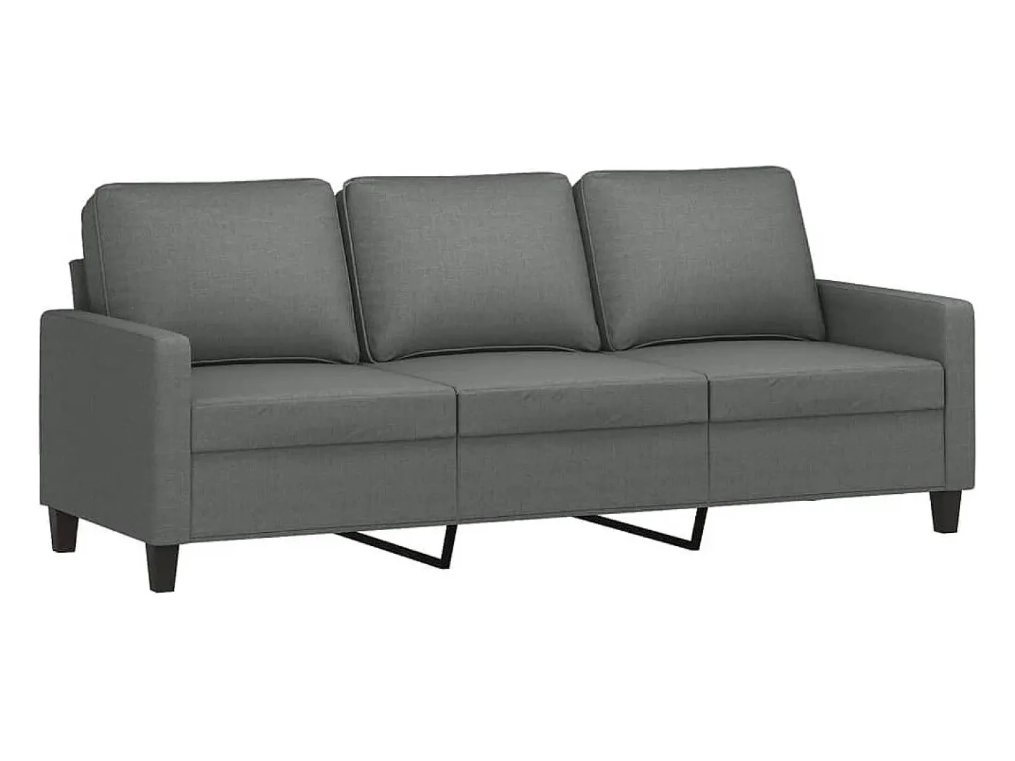 Sofá de 3 plazas con taburete de tela gris oscuro 180 cm