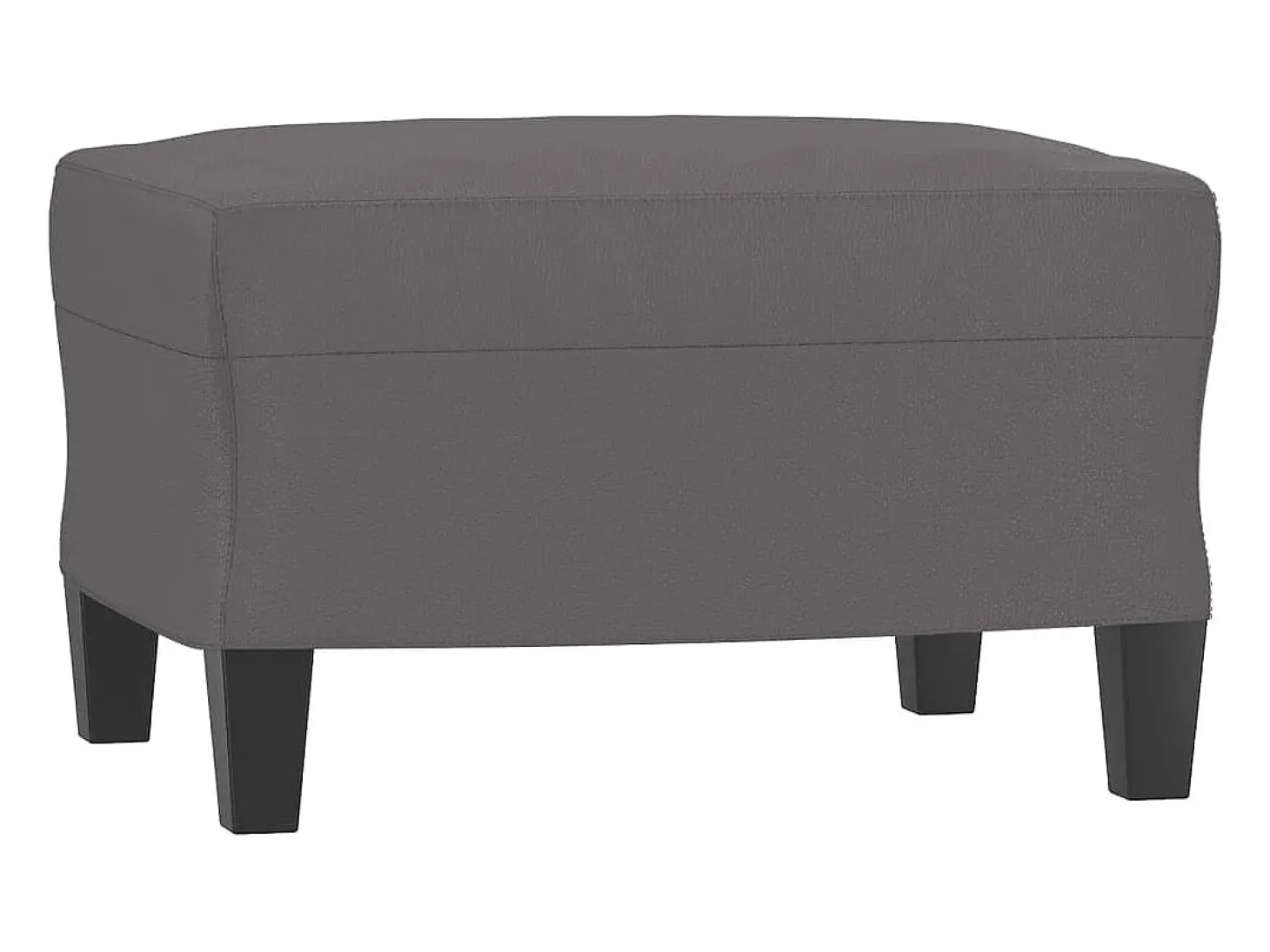 Sofá de 3 plazas con taburete cuero sintético gris 180 cm