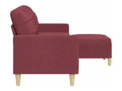 Sofá de 3 plazas con taburete de tela rojo tinto 210 cm