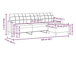 Sofá de 3 plazas con taburete de tela rojo tinto 210 cm