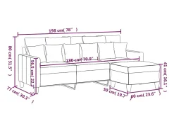 Sofá de 3 plazas con taburete de tela rojo tinto 180 cm