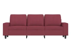 Sofá de 3 plazas con taburete de tela rojo tinto 180 cm