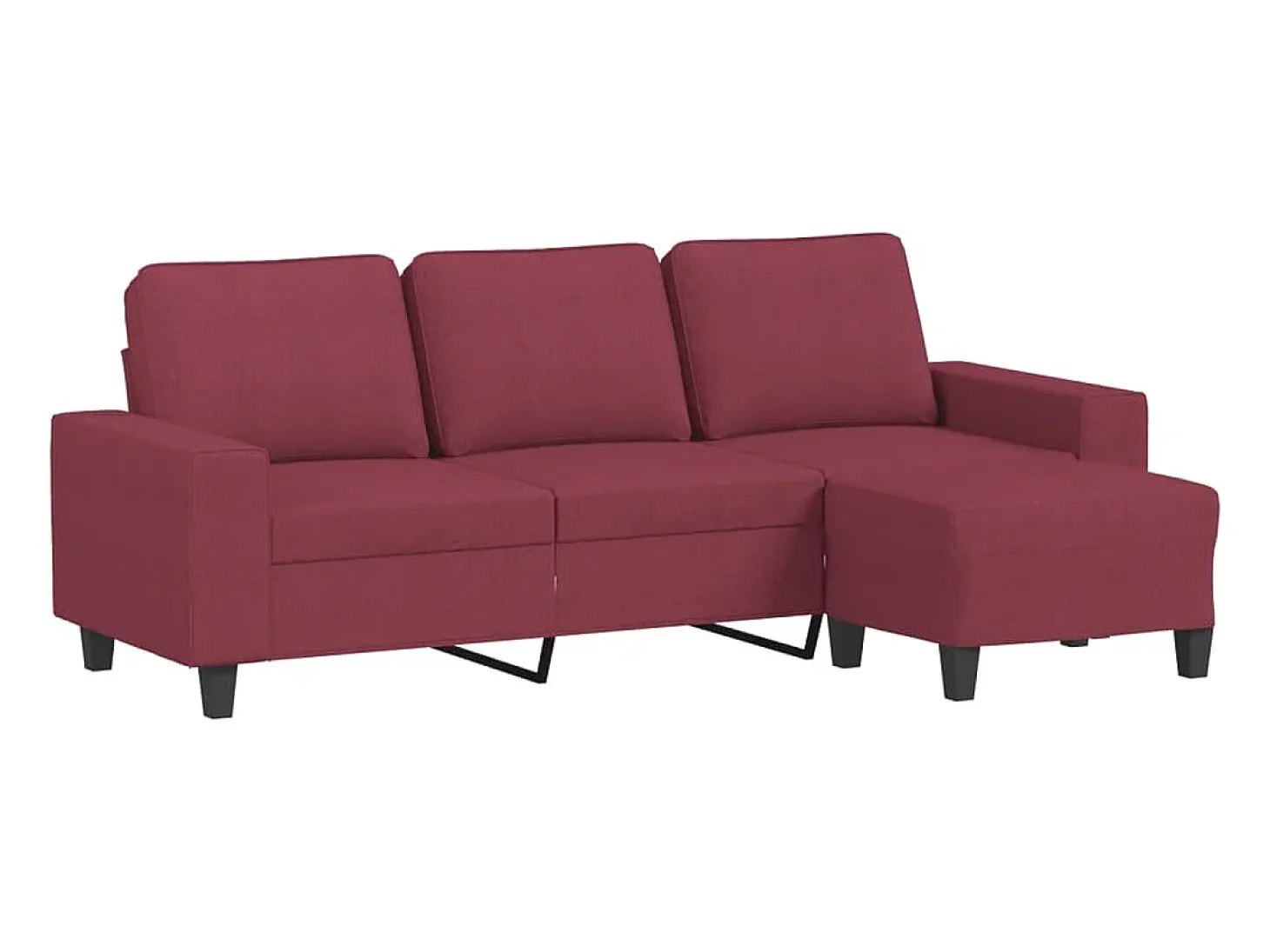 Sofá de 3 plazas con taburete de tela rojo tinto 180 cm