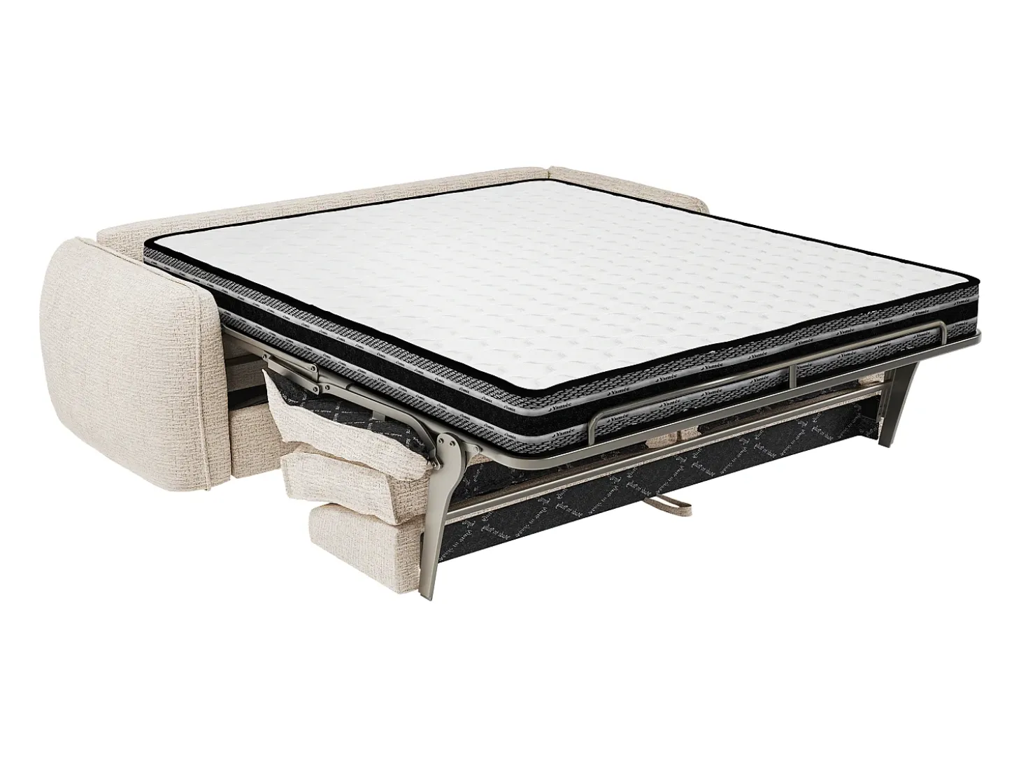 Sofá de 4 plazas convertible exprés en chenilla beige 16 cm SELIVO de Maison Céphy