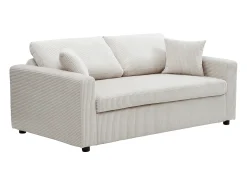 Sofá de 3 plazas convertible en pana beige INIZOR
