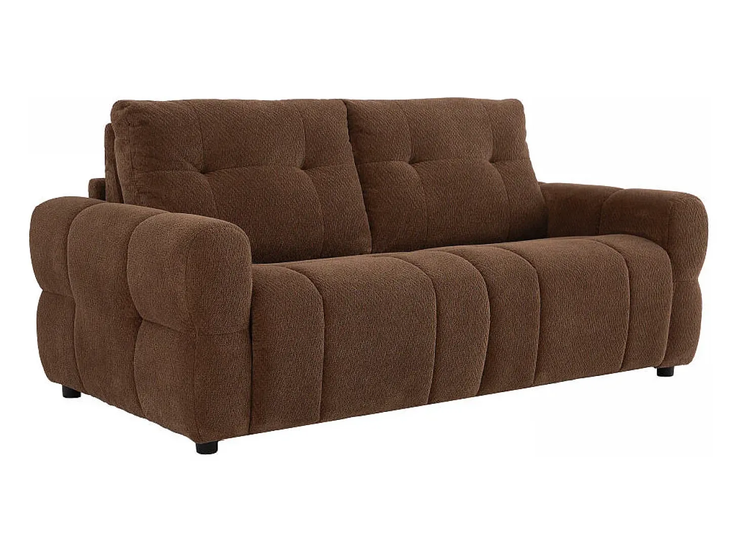 Sofá de 3 plazas convertible en chenilla marrón colchón 12 cm ECORIA