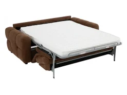 Sofá de 3 plazas convertible en chenilla marrón colchón 12 cm ECORIA