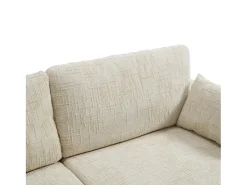 Sofá de 2 plazas de chenilla beige - Sofá recto con almacenaje e iluminación LED - Puerto de carga USB y patas de madera