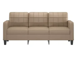 Sofá de 3 plazas de cuero sintético color capuchino 180 cm