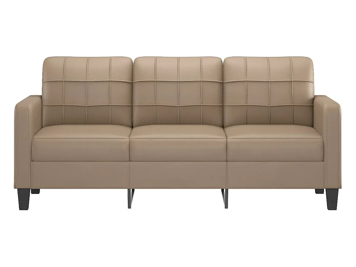 Sofá de 3 plazas de cuero sintético color capuchino 180 cm