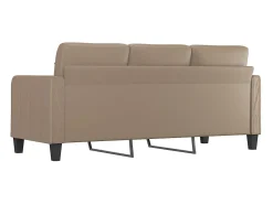 Sofá de 3 plazas de cuero sintético color capuchino 180 cm