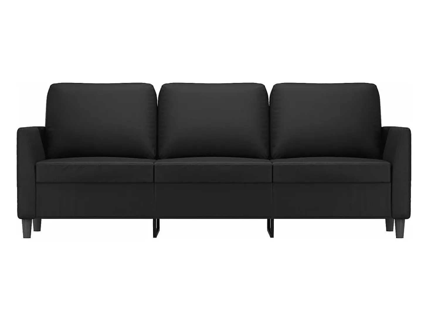 Sofá de 3 plazas de cuero sintético negro 180 cm
